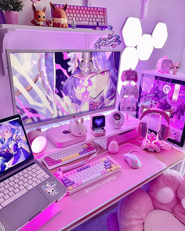 pink gaming set up